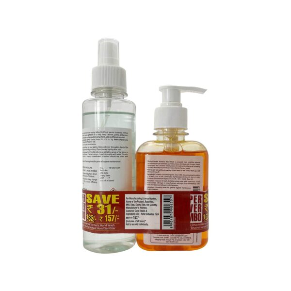 turmeric hand wash and hand sanitizer combo- back
